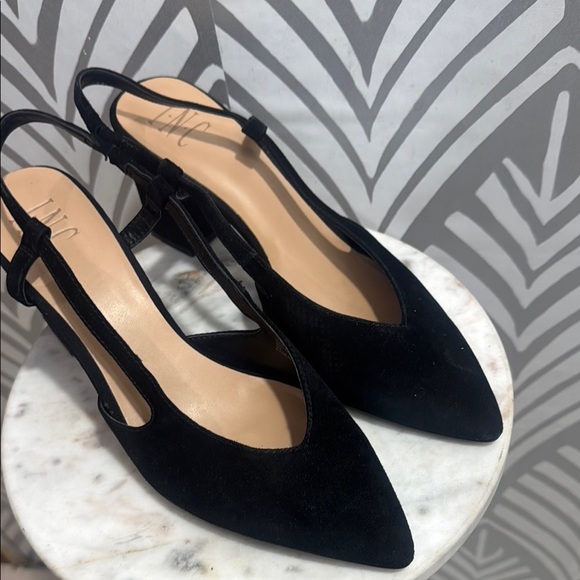 INC International Concepts Black Pointed Toe Slingback Heels - Picture 8 of 8